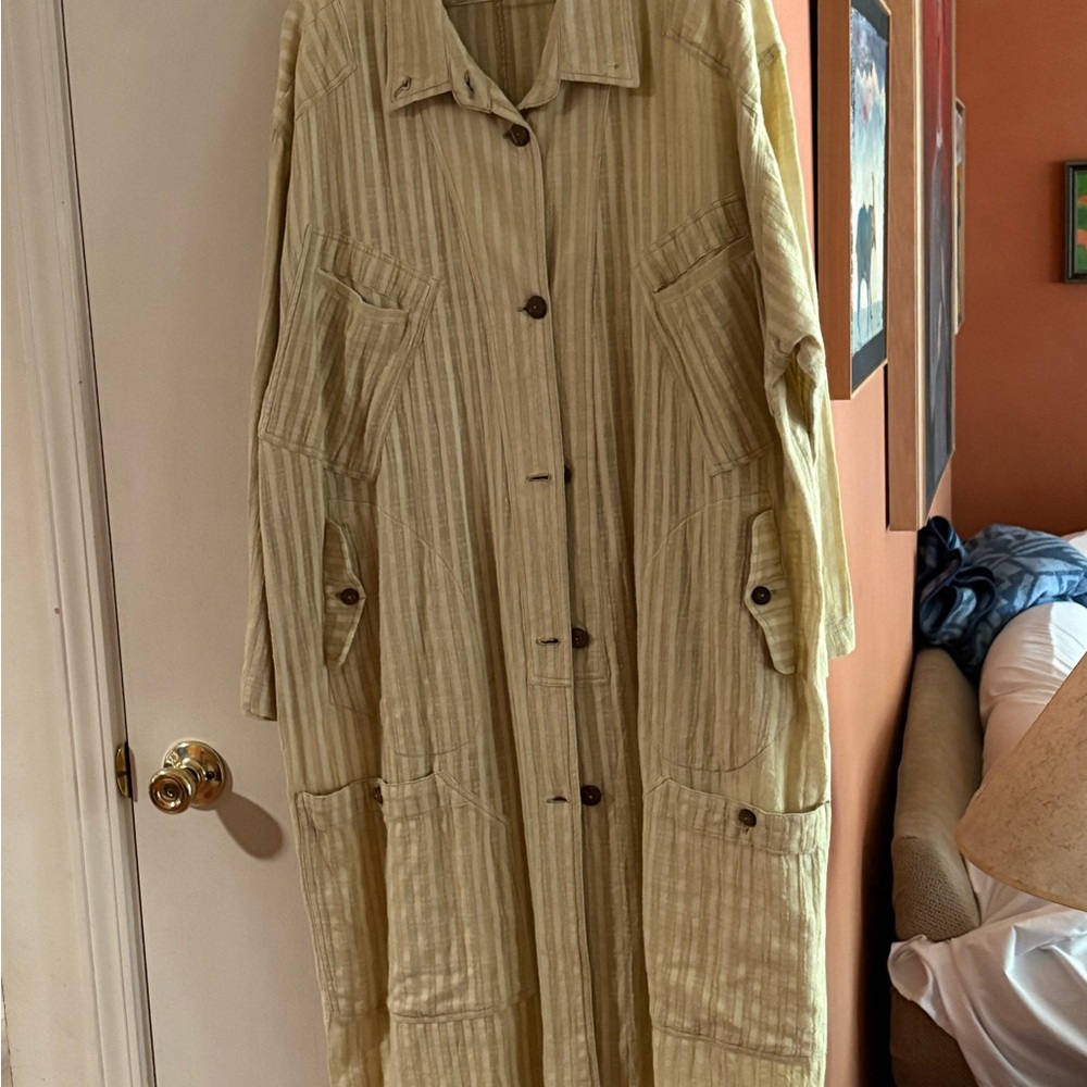 Chic Beige Striped Long Sleeve Dress